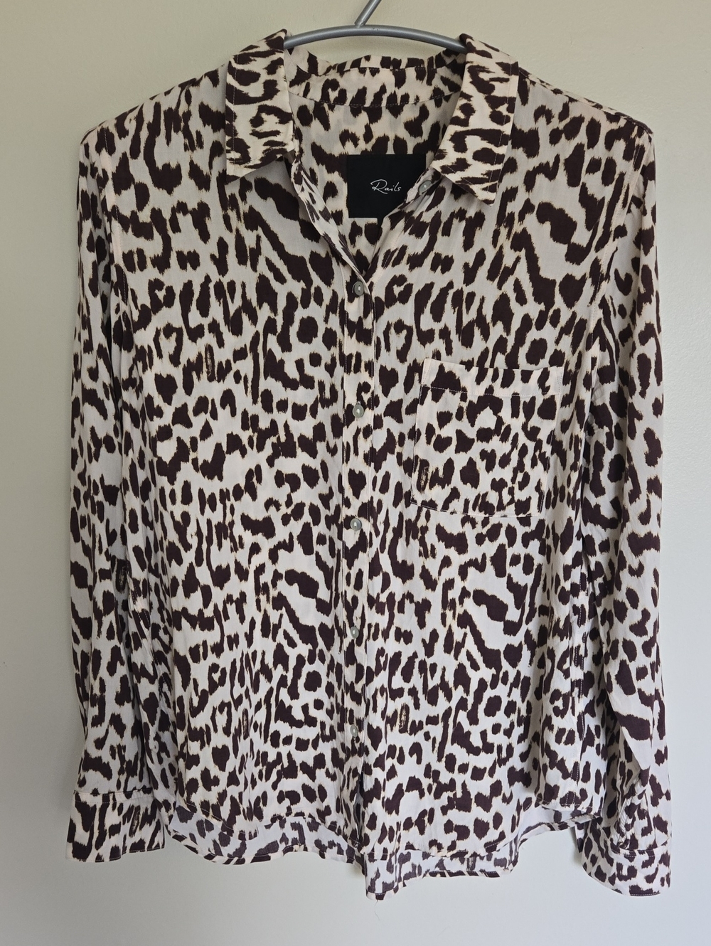 Rails Josephine Jaguar Animal Print Button Down S Brown Long Sleeve Office Layer